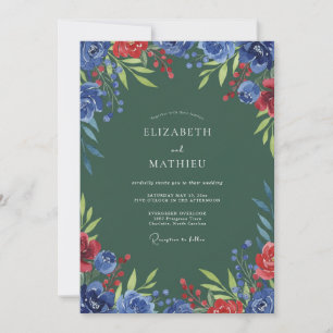 Forest Green Festive Winter Wedding Invitation