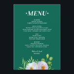 Forest Green Floral Printable Wedding menu<br><div class="desc">Bring a touch of elegance to your reception with this Forest Green Floral Printable Wedding Menu. Featuring lush botanical illustrations in rich forest green tones, it perfectly complements garden, woodland, or romantic outdoor weddings. The sophisticated floral design frames your customized menu details in a way that’s both refined and inviting,...</div>