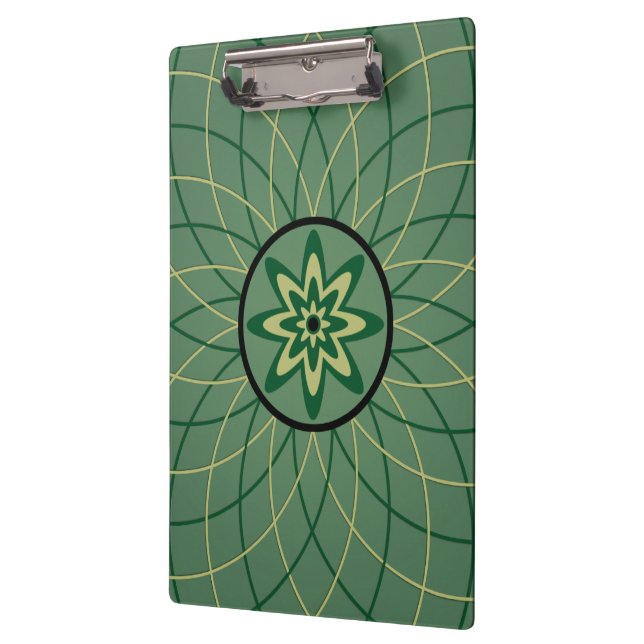 Forest Green Geometric Flower Clipboard (Left)
