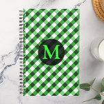 Forest Green Gingham Pattern Personalized Monogram Planner<br><div class="desc">Personalize this product with the letter of your choice !</div>