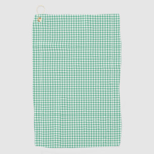 Forest Green Gingham Pattern Small Check Plaid Golf Towel