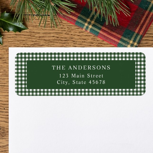 Forest Green Gingham Return Address (Creator Uploaded)