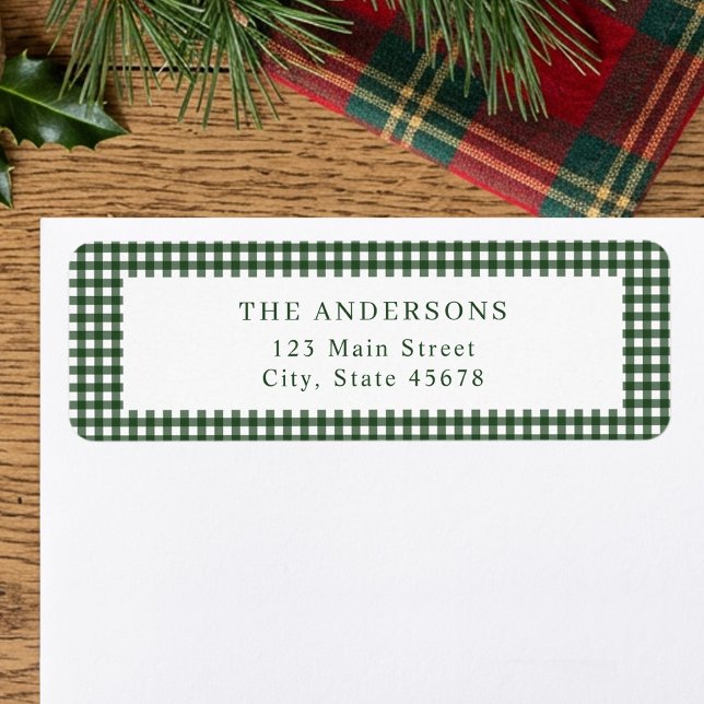 Forest Green Gingham Return Address (Creator Uploaded)