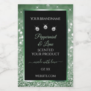 Forest Green Glitter Black Product Label Jewels