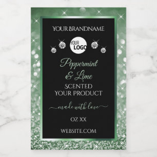 Forest Green Glitter Black Product Labels and Logo
