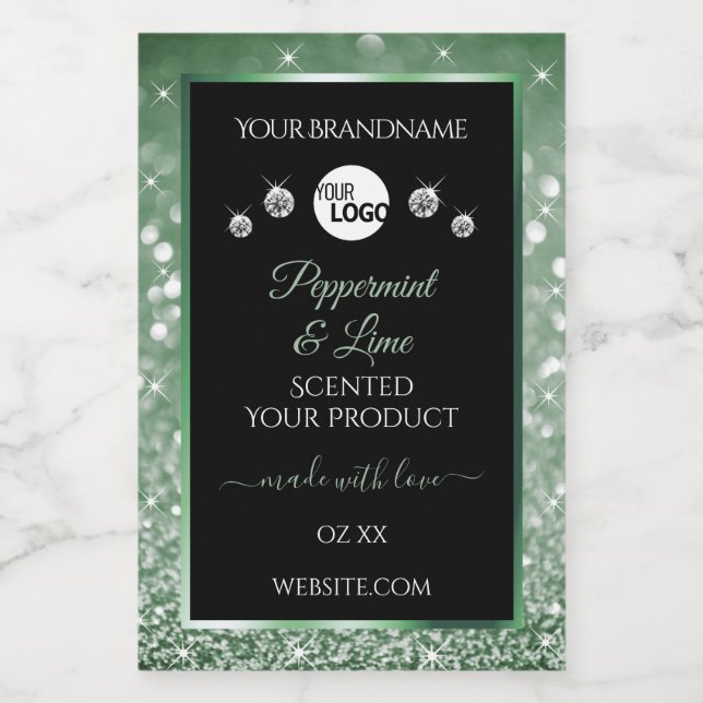 Forest Green Glitter Black Product Labels and Logo (Single Label)