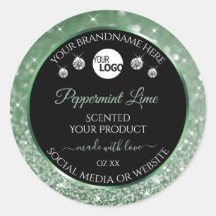 Forest Green Glitter Black Product Labels and Logo