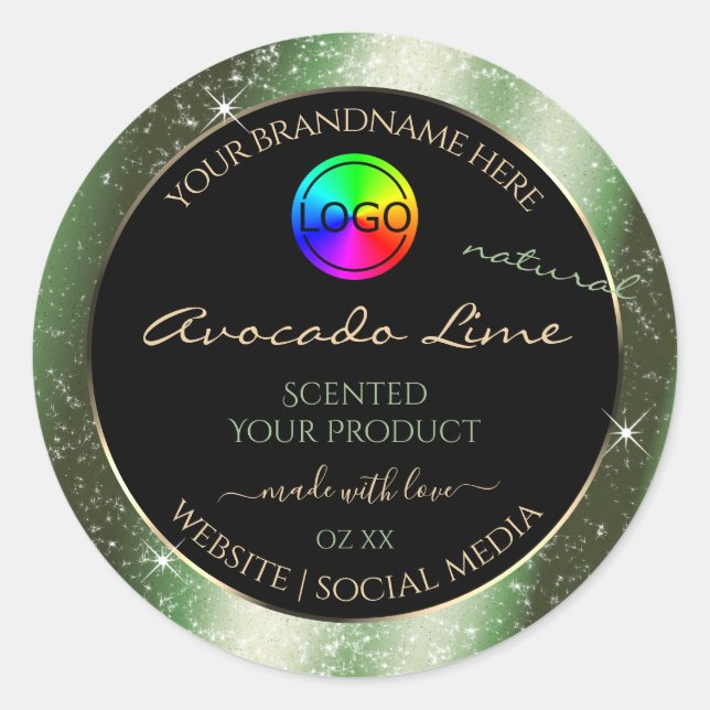 Forest Green Glitter Frame Product Label with Logo (Front)