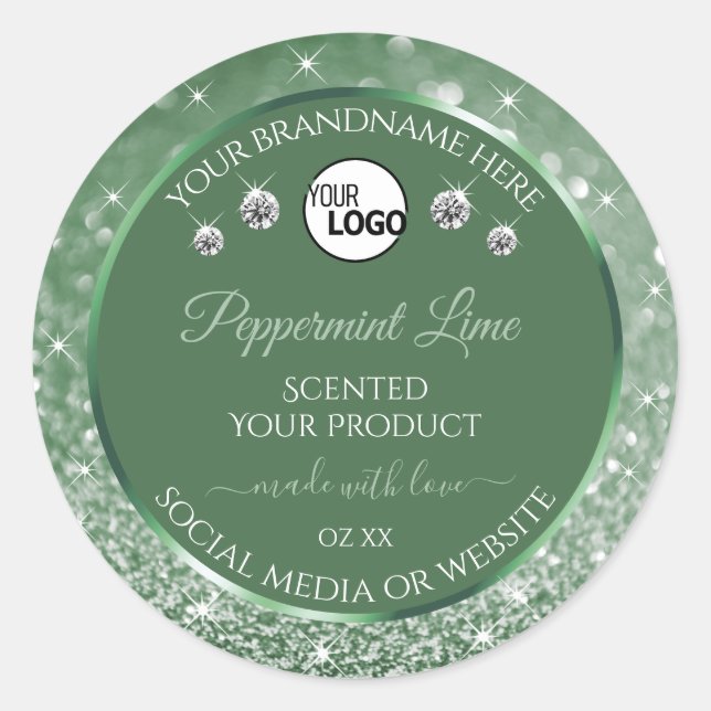 Forest Green Glitter Product Labels Logo Jewels (Front)