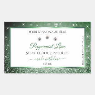 Forest Green Glitter White Product Labels Diamonds