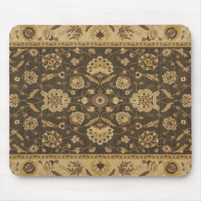 Forest green gold floral tapestry mouse pad (Front)