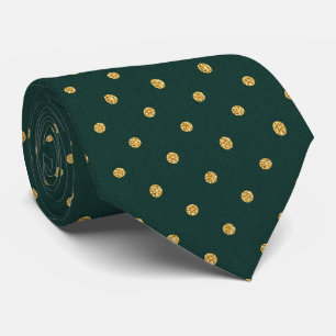 Forest Green & Gold Polka Dot  Tie
