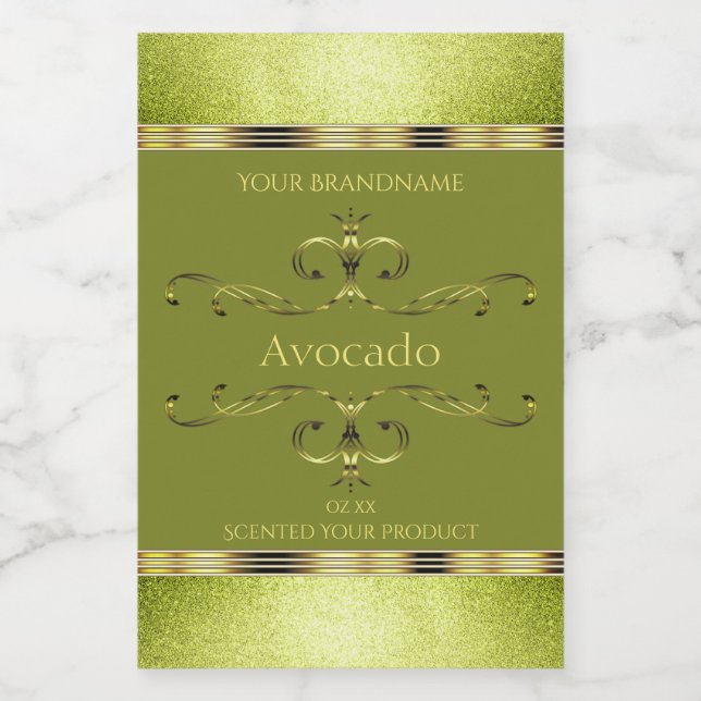 Forest Green Gold Product Labels Glitter Borders (Single Label)
