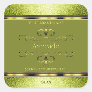 Forest Green Gold Product Labels Glitter Borders