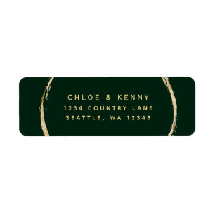 Forest Green Gold Rustic Circle Return Address