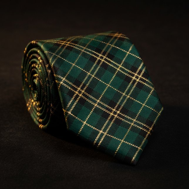 Forest Green & Gold Tartan Plaid  Tie (Creator Uploaded)