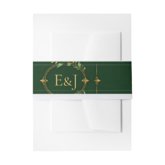 Forest Green Gold Wedding Invitations belly band Invitation Belly Band