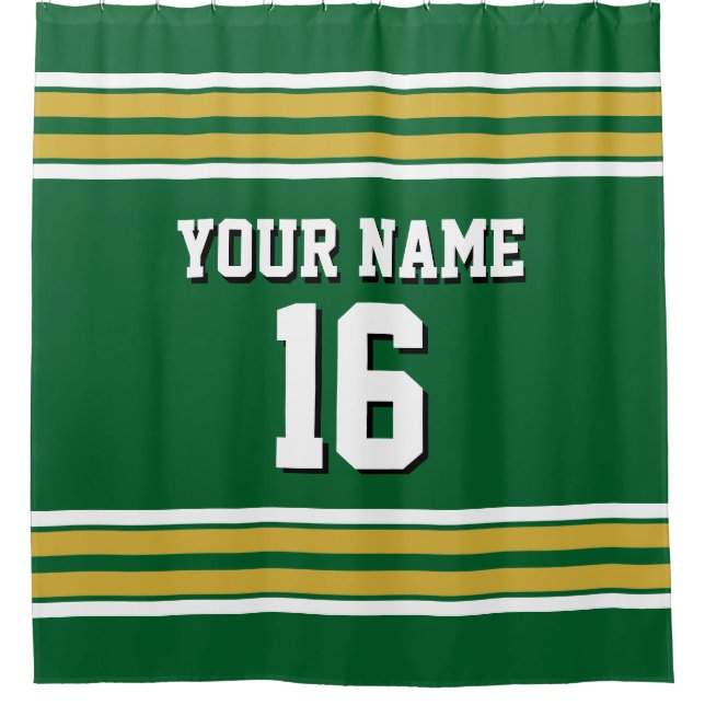 Forest Green Gold White Stripes Sports Jersey (Front)