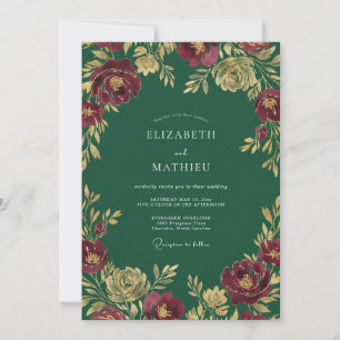 Forest Green Grand Autumnal Wedding Invitation