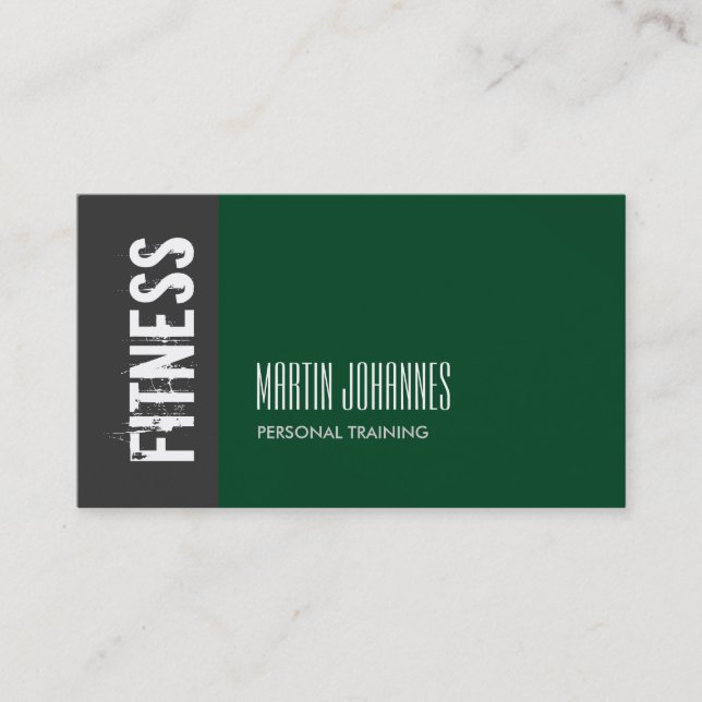 Forest Green Grey Personal Trainer Business Card (Front)