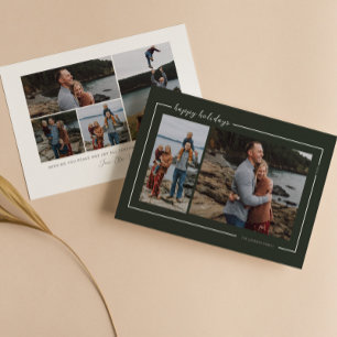 Forest Green Happy Holidays Script Holiday Card