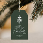 Forest Green Holly Berry Bouquet Merry Christmas Gift Tags<br><div class="desc">This Christmas gift tag features elegant and romantic swirly calligraphy lettering with a winter holly berry bouquet,  and a simple pine tree pattern on the back. For more advanced customization of this design,  please click the BLUE DESIGN TOOL BUTTON above!</div>