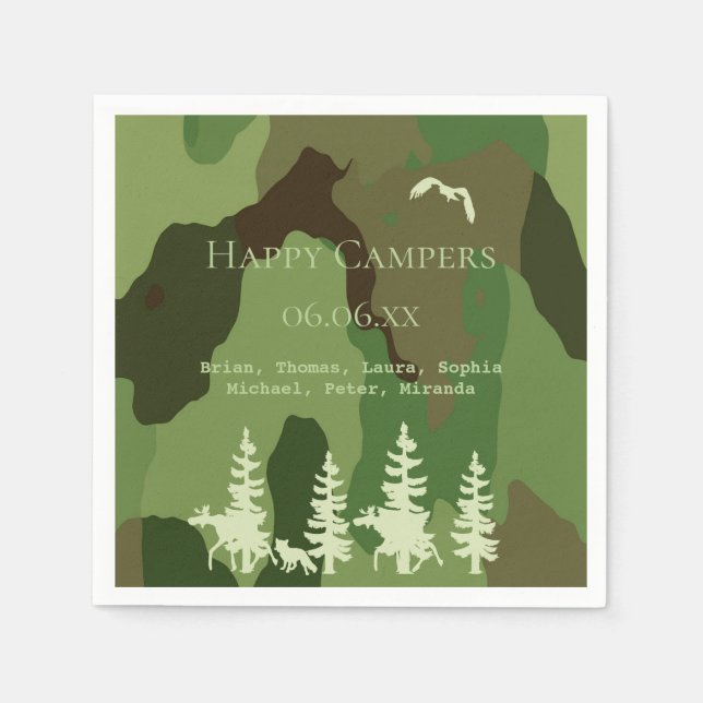 Forest green hunters camouflage wildlife campers napkin (Front)