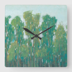 Forest Green II Square Wall Clock