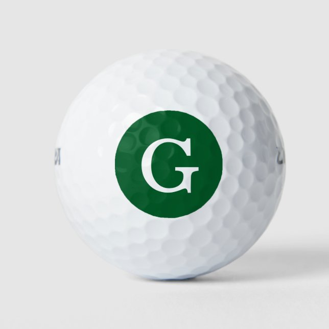 Forest Green Initial Monogram Golf Balls (Front)