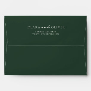 Forest Green Ivory Script Wedding Return Address Envelope