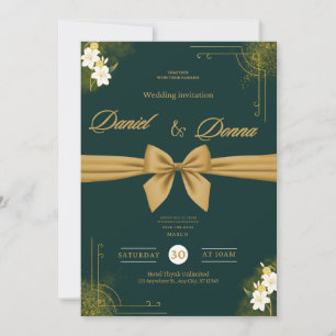 Forest Green Ivy Ornament Wedding Invitation