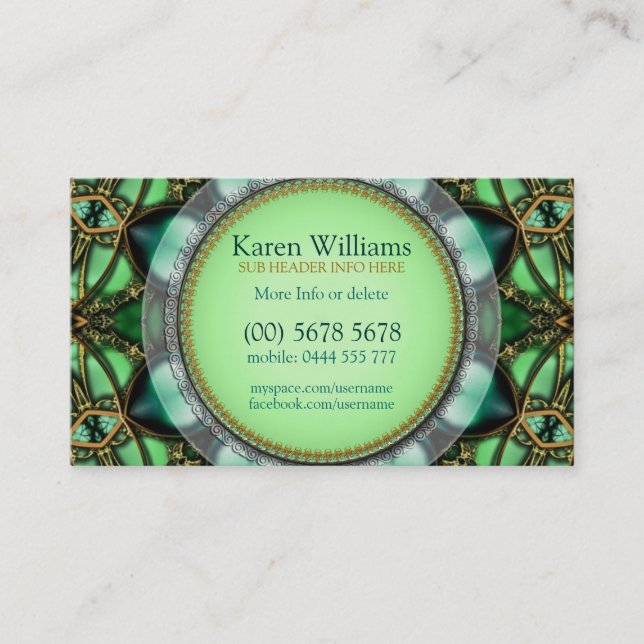 Forest Green Jewel Hearts Carte de visite (Devant)
