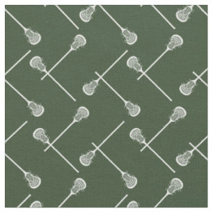 Forest Green Lacrosse White Sticks Patterned Fabric