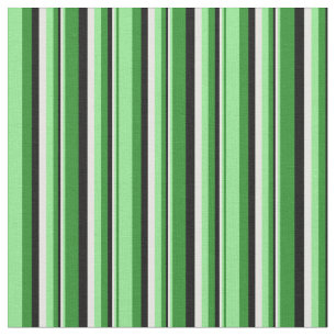 Forest Green, Light Green, White, and Black Lines Fabric