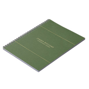 Forest Green Linen Texture Image Gold frame Notebook