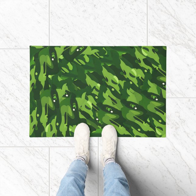 Forest Green Military Camouflage Pattern Doormat (Indoor)
