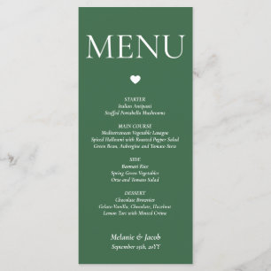 Forest Green Minimalist Wedding Menu Flat Card