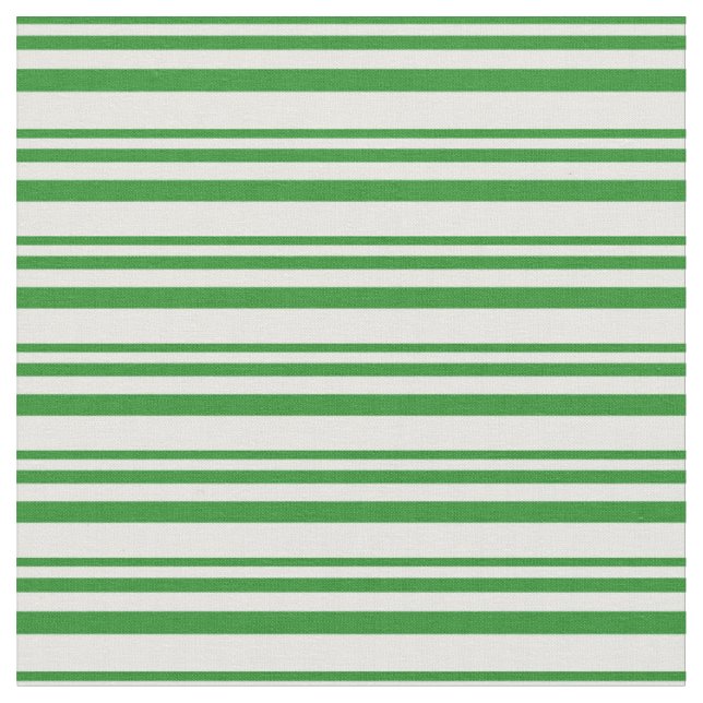 Forest Green & Mint Cream Stripes Pattern Fabric (Close Up)