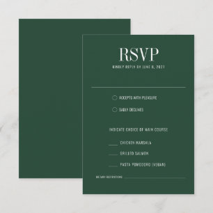 Forest Green Modern Colourful Meal Choice Wedding RSVP Card