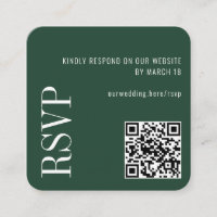 Forest Green Modern Custom QR Code Wedding RSVP