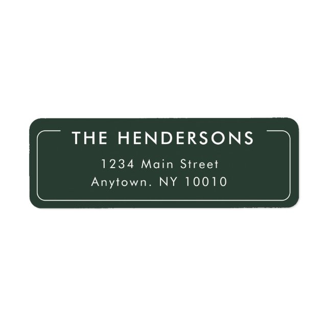 Forest Green Modern Frame Return Address Label (Front)