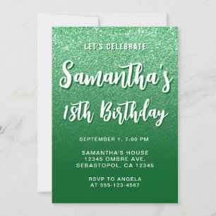 Forest Green Modern Gradient 18th Birthday Invitation