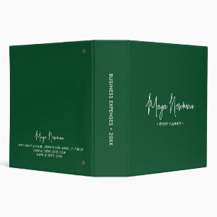 FOREST GREEN Modern Minimalist Feminine Monogram Binder
