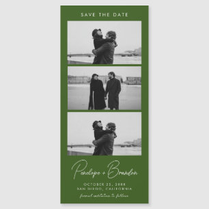 Forest Green Modern Photo Strip Magnetic Wedding