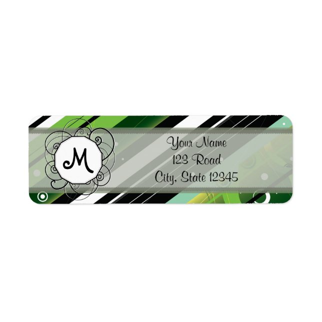 Forest Green Modern-Retro Stripes with Monogram (Front)