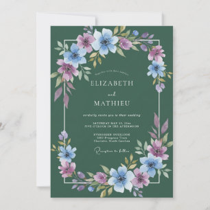 Forest Green Moody Woodland Wedding Invitation