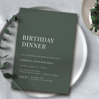 Forest Green Moss | Modern Minimal Birthday Dinner