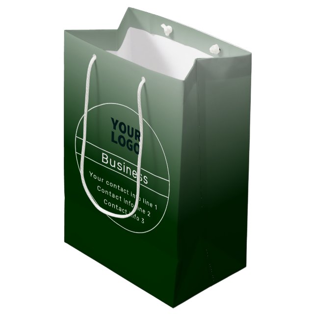 Forest Green Ombre & Business etc. Contact Info Medium Gift Bag (Front Angled)