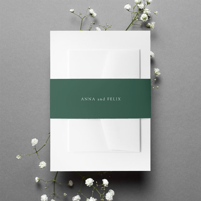 Forest Green Personalized Wedding Invitation Belly Band (Creator Uploaded)