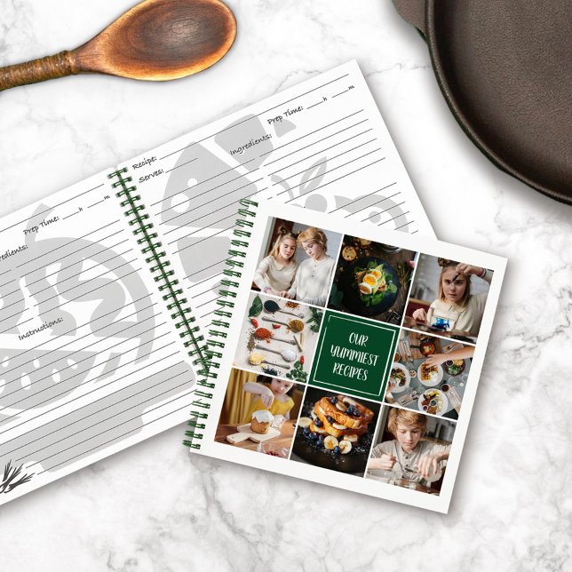 Forest Green Photo Collage 8 Pics Family Recipes Notebook (Creator Uploaded)